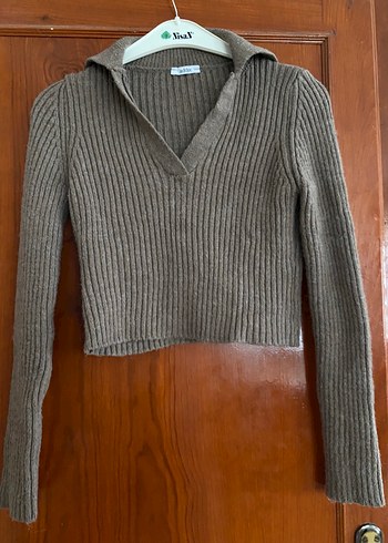 V Yaka Triko Kadın Kazak - Görsel 2