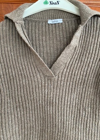 V Yaka Triko Kadın Kazak - Görsel 3