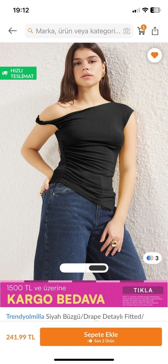 Siyah Straplez Kısa Kollu Body trendyolmillaa - Görsel 2