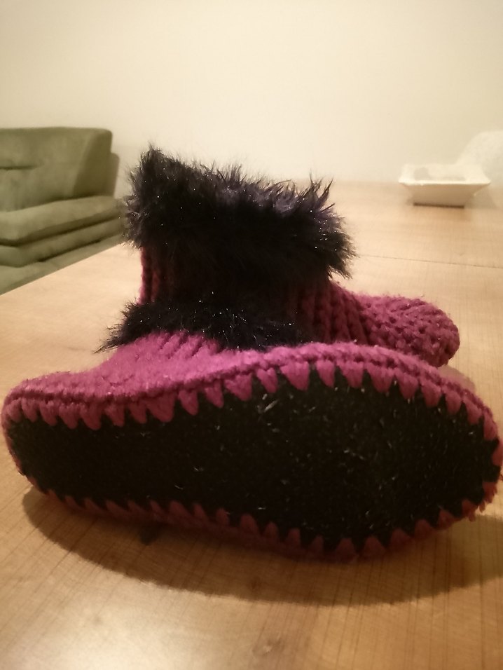 mürdüm Örgü Kız Çocuk Sıcak Ev Terliği 36 no - Görsel 3