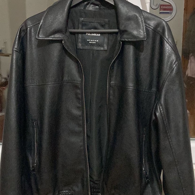 Siyah Deri Biker Ceket - Pull&Bear - Görsel 3