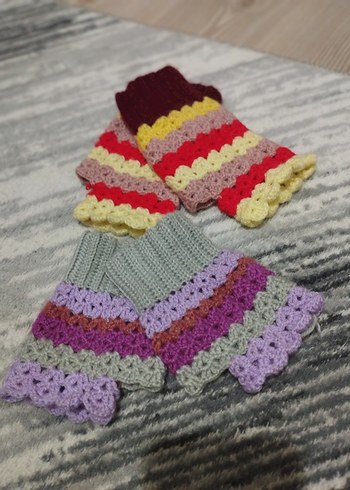 Renkli Örgü Bohem Kadın Eldivenleri - Görsel 3