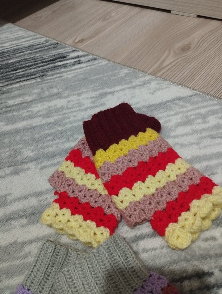 Renkli Örgü Bohem Kadın Eldivenleri - Görsel 2