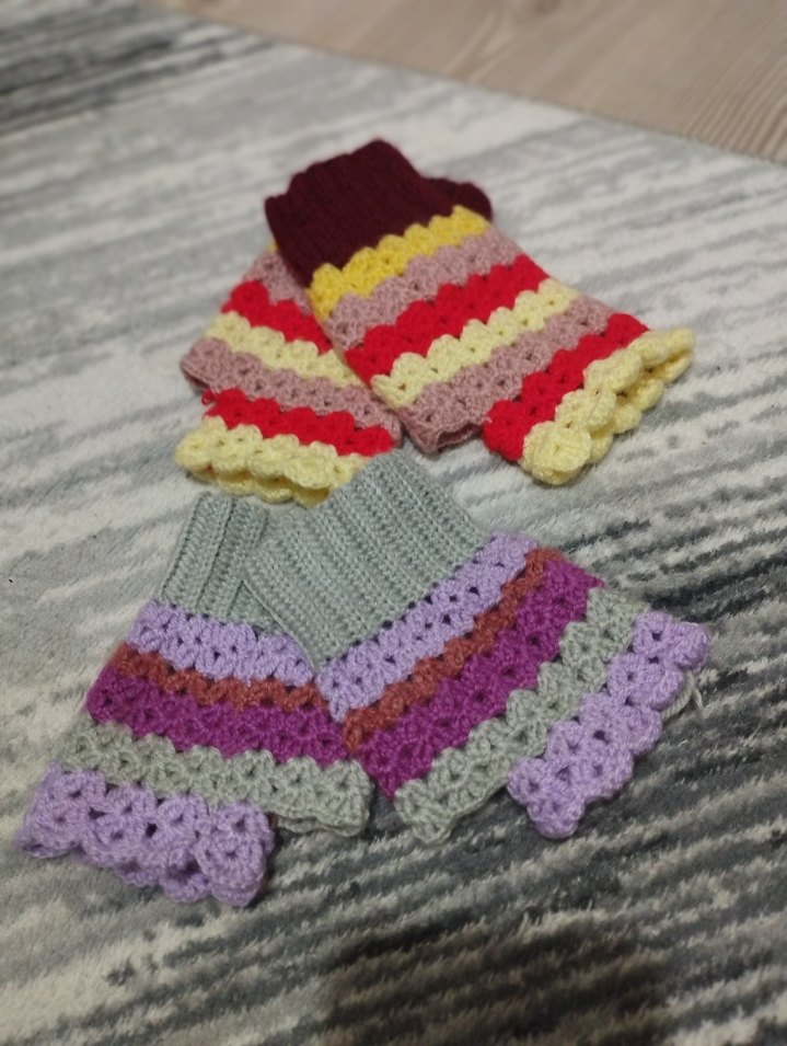 Renkli Örgü Bohem Kadın Eldivenleri - Görsel 3