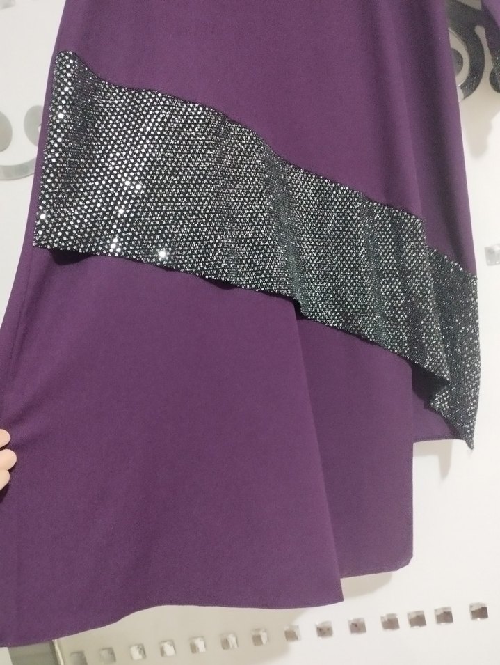 Uzun Mor Drapeli Kadın Elbise - Görsel 3