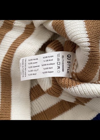 Düğmeli Çizgili Kahverengi Kadın Hırka - Görsel 5