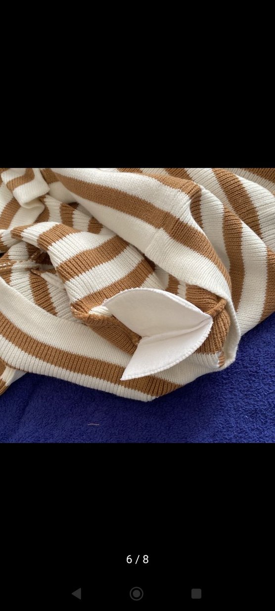 Düğmeli Çizgili Kahverengi Kadın Hırka - Görsel 4