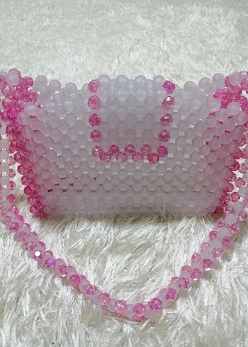  Beden pembe Renk Pembe Boncuk İşlemeli Kadın Çanta