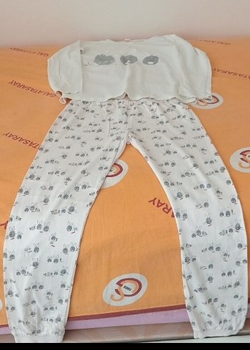 Uzun Kollu Desenli kiz cocuk Pijama Takımı
