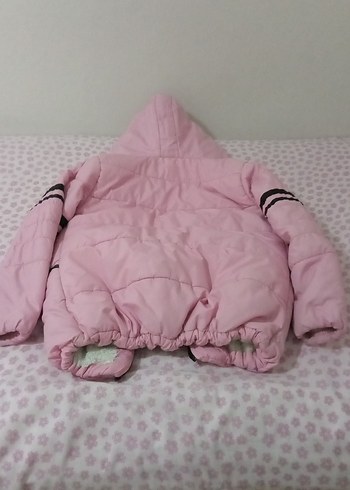 Kız Çocuk Kapüşonlu Pembe Fermuarlı Mont - Görsel 3