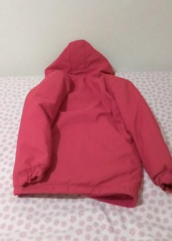 Kız Çocuk Pembe Kapüşonlu Fermuarlı Mont - Görsel 3