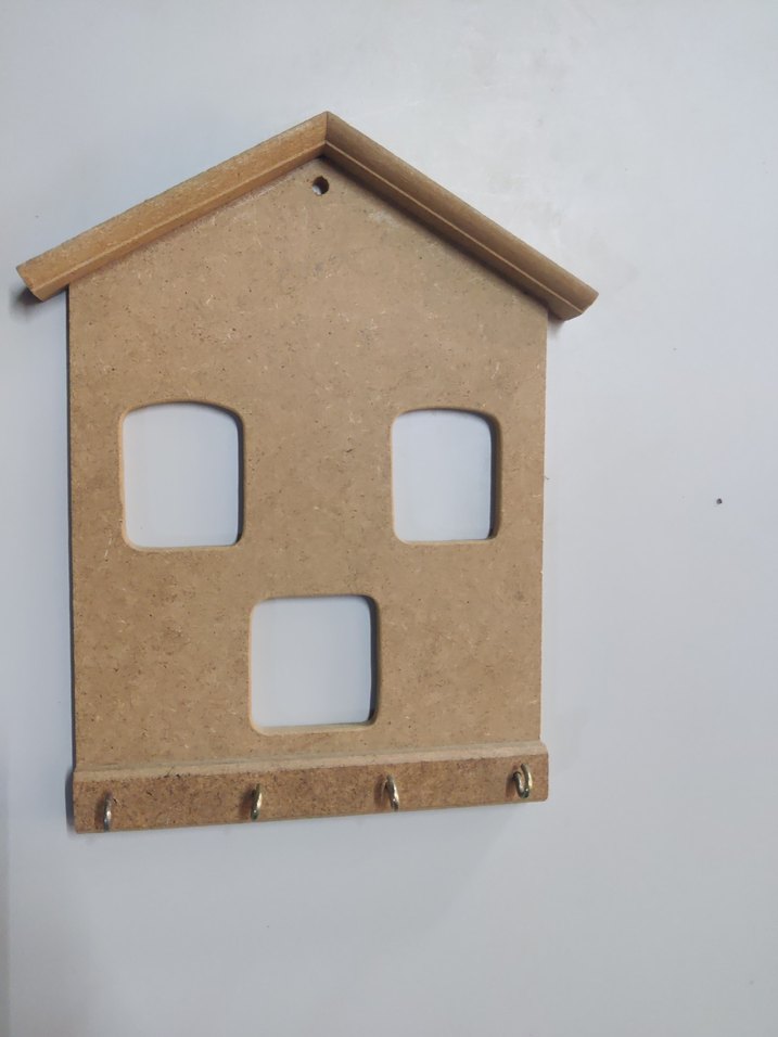 Bej Ahşap Ev Şeklinde Anahtarlık - Görsel 3