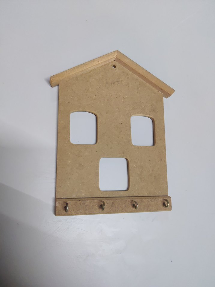 Bej Ahşap Ev Şeklinde Anahtarlık - Görsel 4