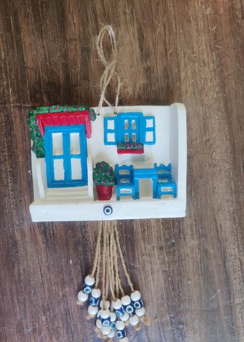 Renkli Mavi Ev Figürlü Duvar Süsü - Görsel 9