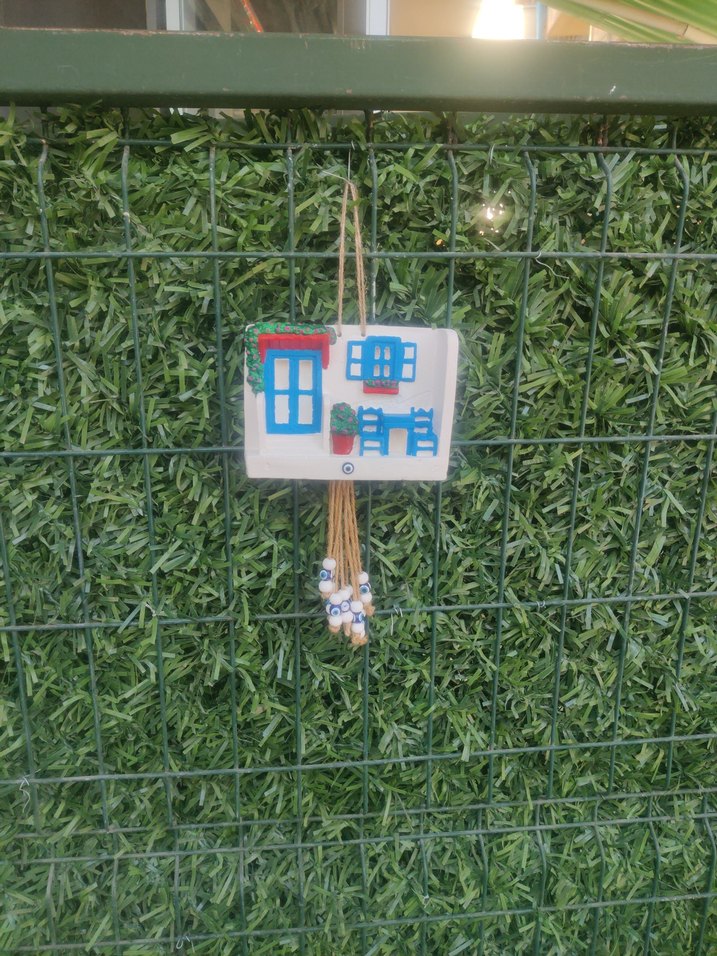 Renkli Mavi Ev Figürlü Duvar Süsü - Görsel 2