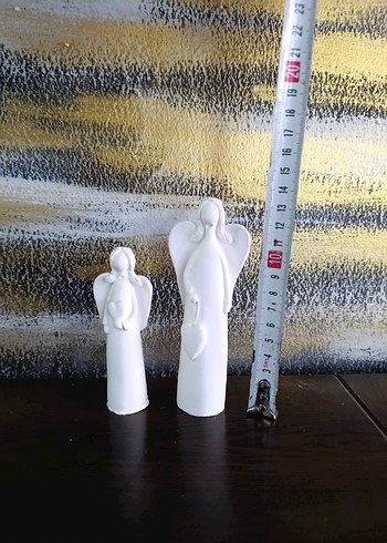 Beyaz Melek Figürleri Kalpli Detaylı - Görsel 3