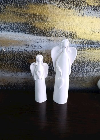 Beyaz Melek Figürleri Kalpli Detaylı - Görsel 4