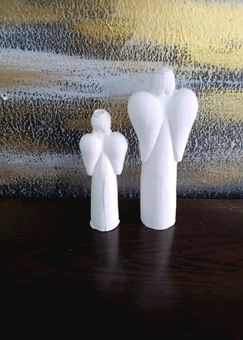 Beyaz Melek Figürleri Kalpli Detaylı - Görsel 5