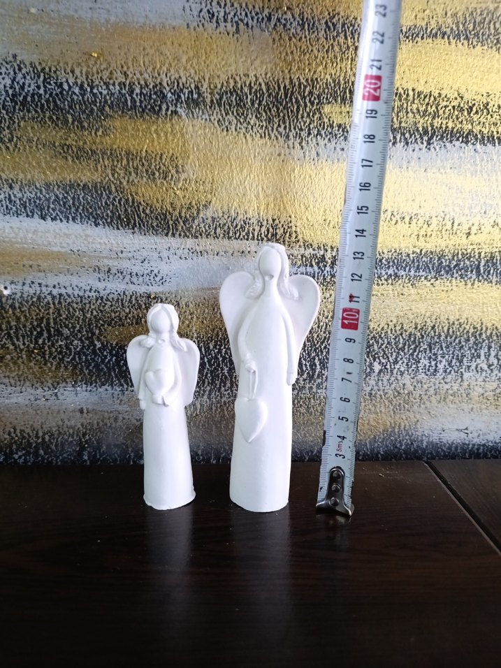 Beyaz Melek Figürleri Kalpli Detaylı - Görsel 3