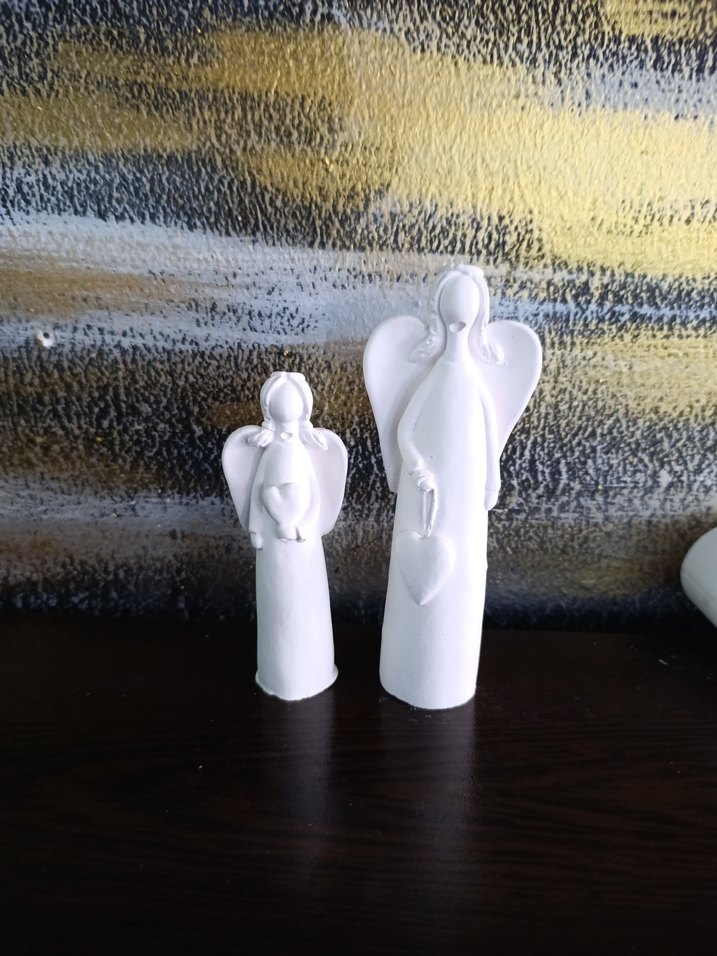 Beyaz Melek Figürleri Kalpli Detaylı - Görsel 4