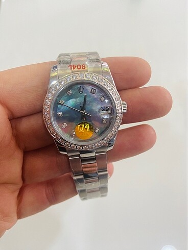  Beden mavi Renk Rolex bayan saati ve çivi bileklik