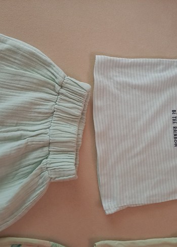 HelloBaby Bebek Kız Pastel Renkli Kısa Kollu Takım