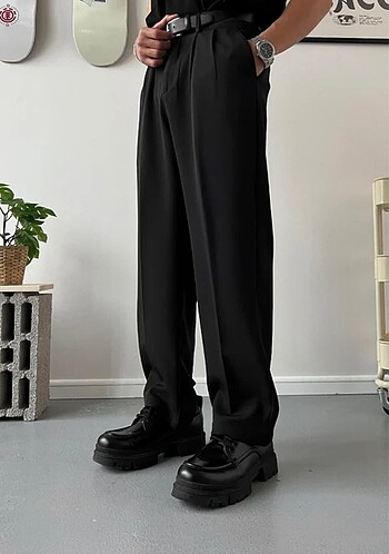Pileli baggy Fit kumaş Pantolon Flaw L