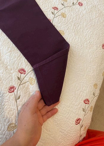 30 Beden bordo Renk Bordo likralı beli lastikli Midi Kadın Pantolon