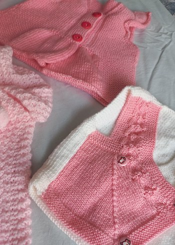 Kız Çocuk Pembe Örgü Panço - Görsel 3