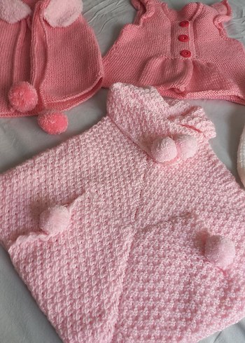 Kız Çocuk Pembe Örgü Panço - Görsel 5