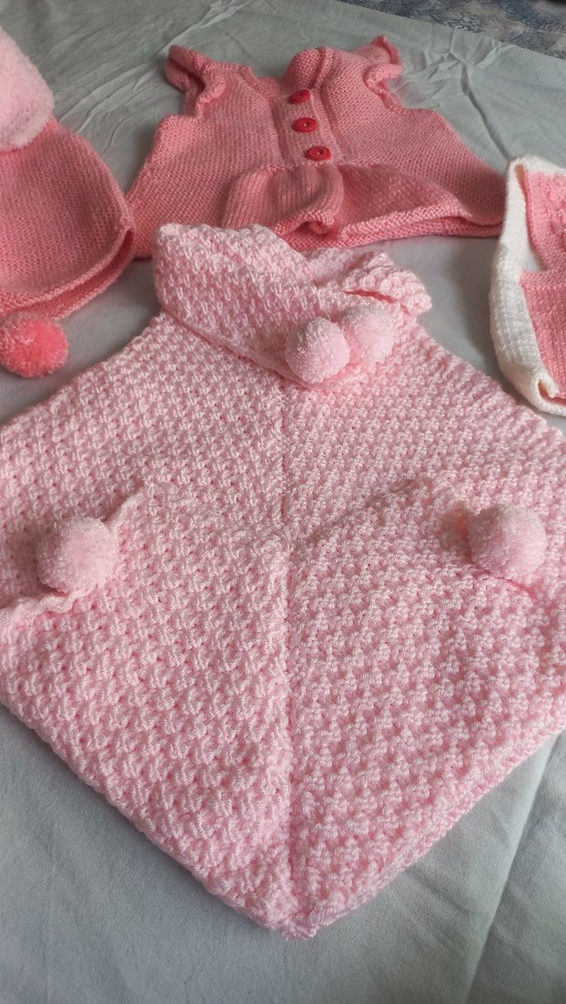 Kız Çocuk Pembe Örgü Panço - Görsel 2