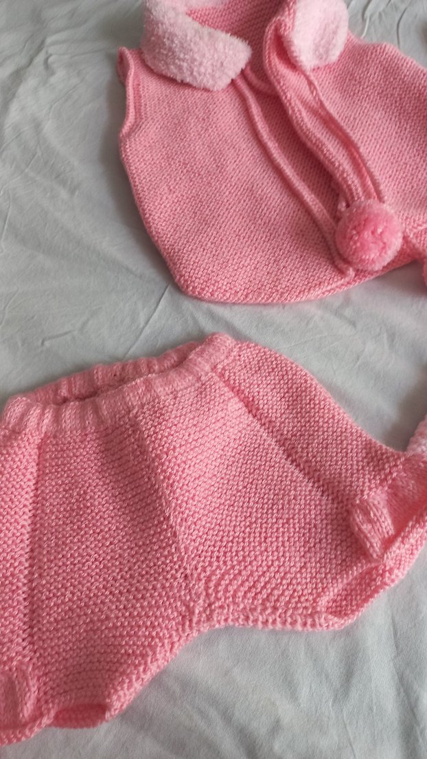 Kız Çocuk Pembe Örgü Panço - Görsel 4