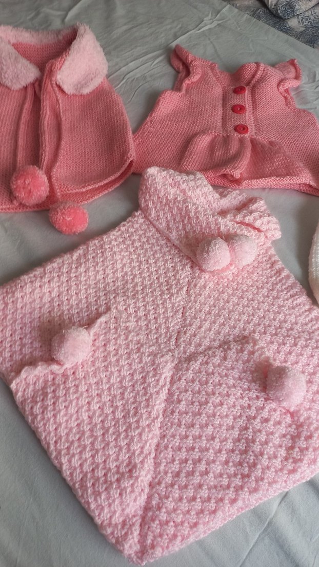 Kız Çocuk Pembe Örgü Panço - Görsel 5