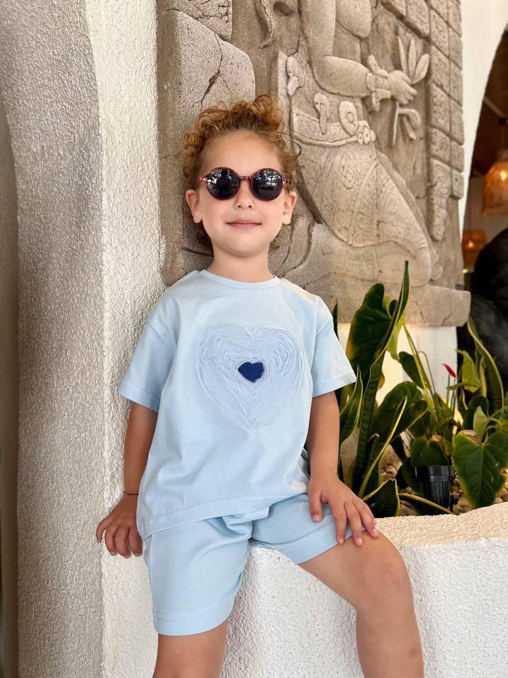 Mavi Kız Şortlu Takım - Görsel 3