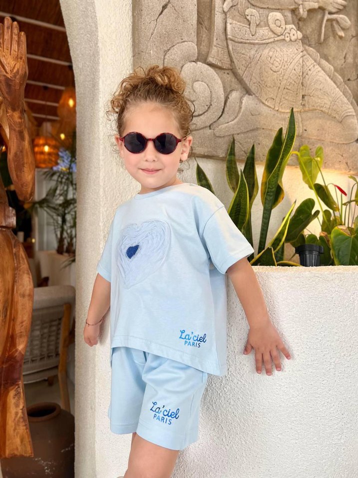 Mavi Kız Şortlu Takım - Görsel 2