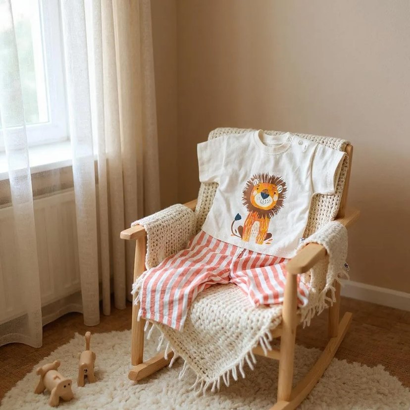 Aslan Baskılı Renkli Bebek Takımı - Görsel 2