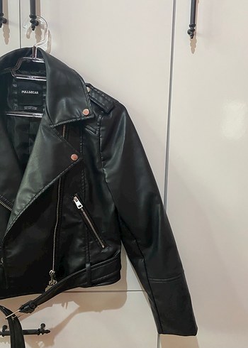 l Beden siyah Renk Siyah Deri Biker Ceket