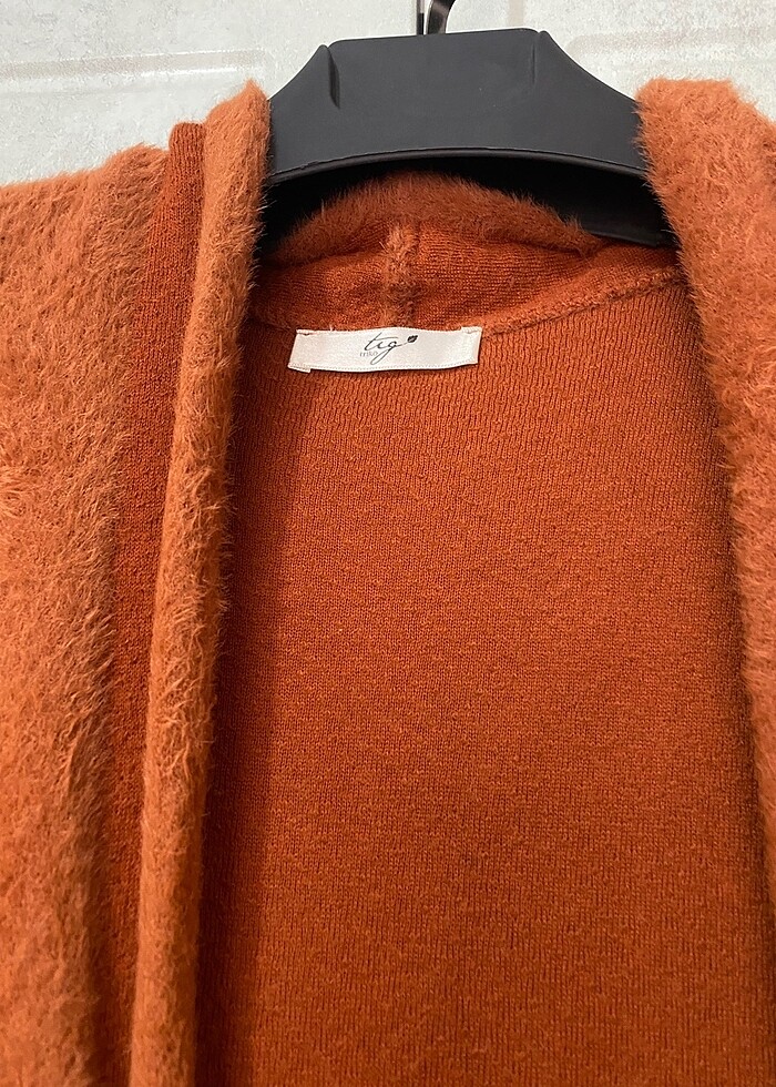 Kiremit Rengi Triko Hırka - Görsel 4