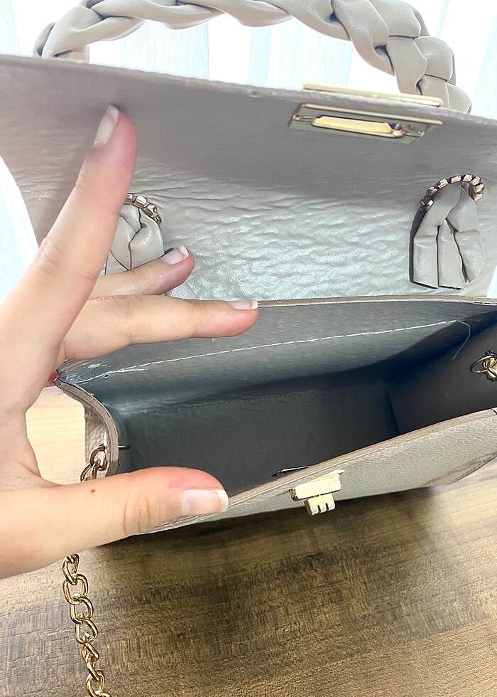 Bej Rengi Askılı Çanta - Görsel 4