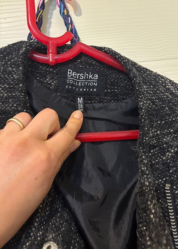 Kadin deri ceket ortasi orgu kumas cift fermuar - Görsel 2