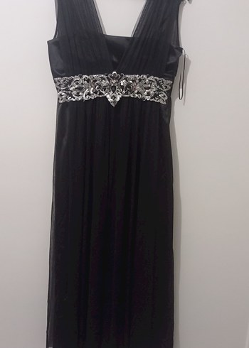 İnce Askılı Siyah Uzun Gotik Abiye Elbise - Görsel 2