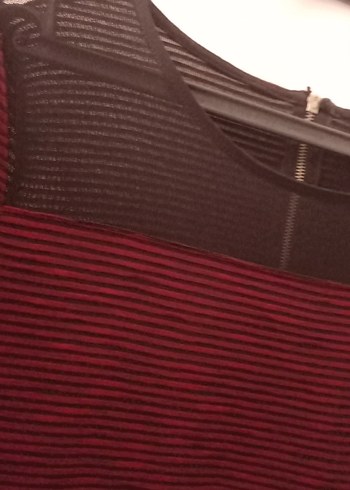 Bordo Kadın Triko Midi Abiye Elbise - Görsel 3