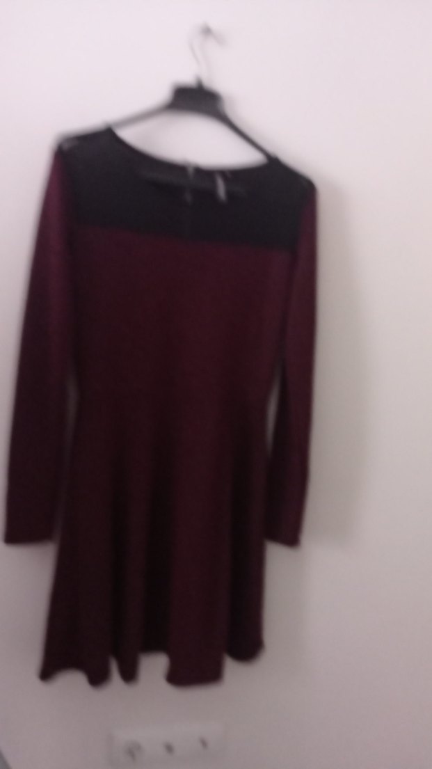 Bordo Kadın Triko Midi Abiye Elbise - Görsel 4