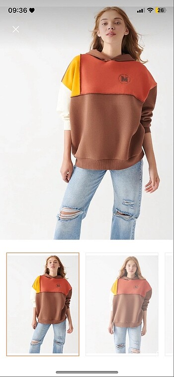 M baskılı kapüşonlu sweatshirt