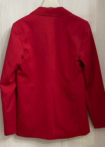 Koyu Kırmızı Düğmeli Kadın Blazer Ceket - Görsel 2