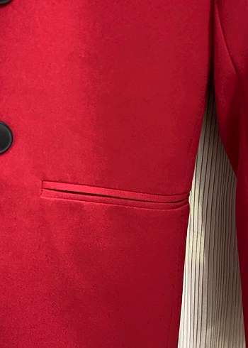 Koyu Kırmızı Düğmeli Kadın Blazer Ceket - Görsel 5