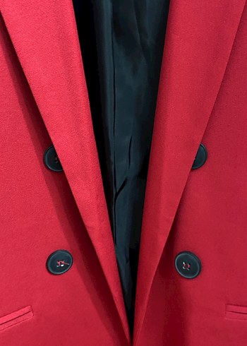 Koyu Kırmızı Düğmeli Kadın Blazer Ceket - Görsel 4