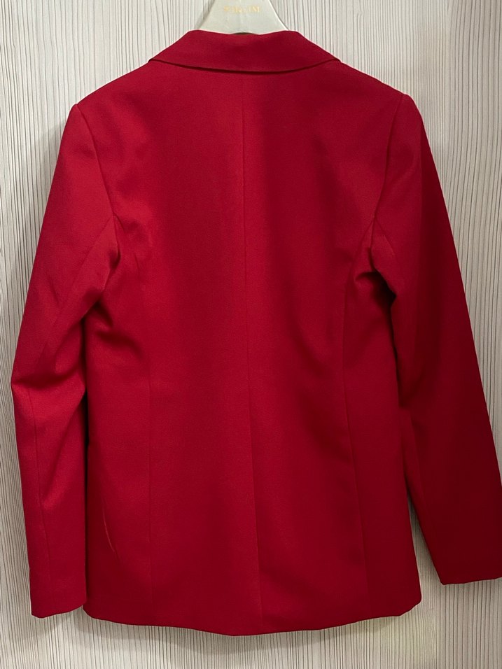 Koyu Kırmızı Düğmeli Kadın Blazer Ceket - Görsel 2