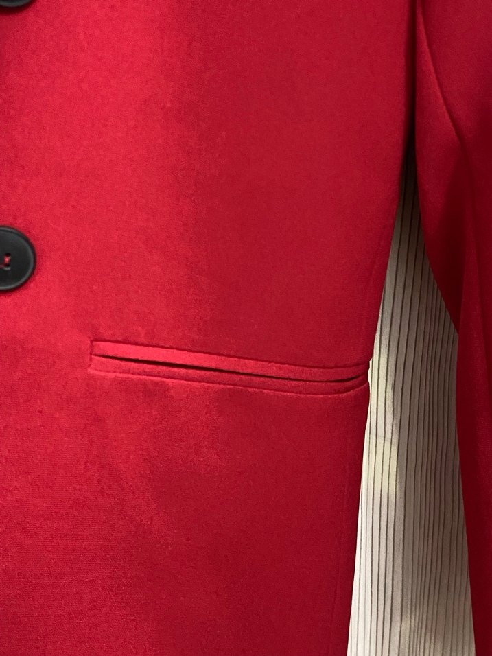 Koyu Kırmızı Düğmeli Kadın Blazer Ceket - Görsel 5