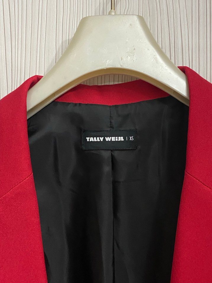 Koyu Kırmızı Düğmeli Kadın Blazer Ceket - Görsel 3